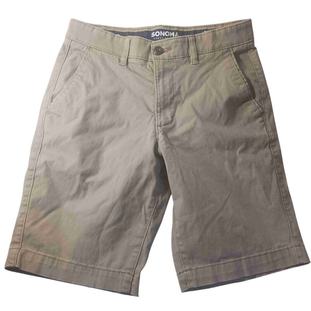 Sonoma Flexwear Men's Chino Shorts‎ Size 30 Khaki Flat Front Preppy Casual